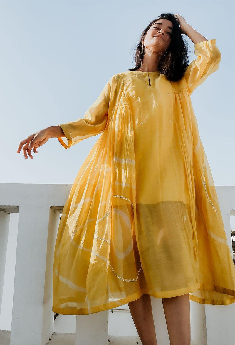 Ruzgar Dress Yellow Dress by Nirjara for women Worldwide