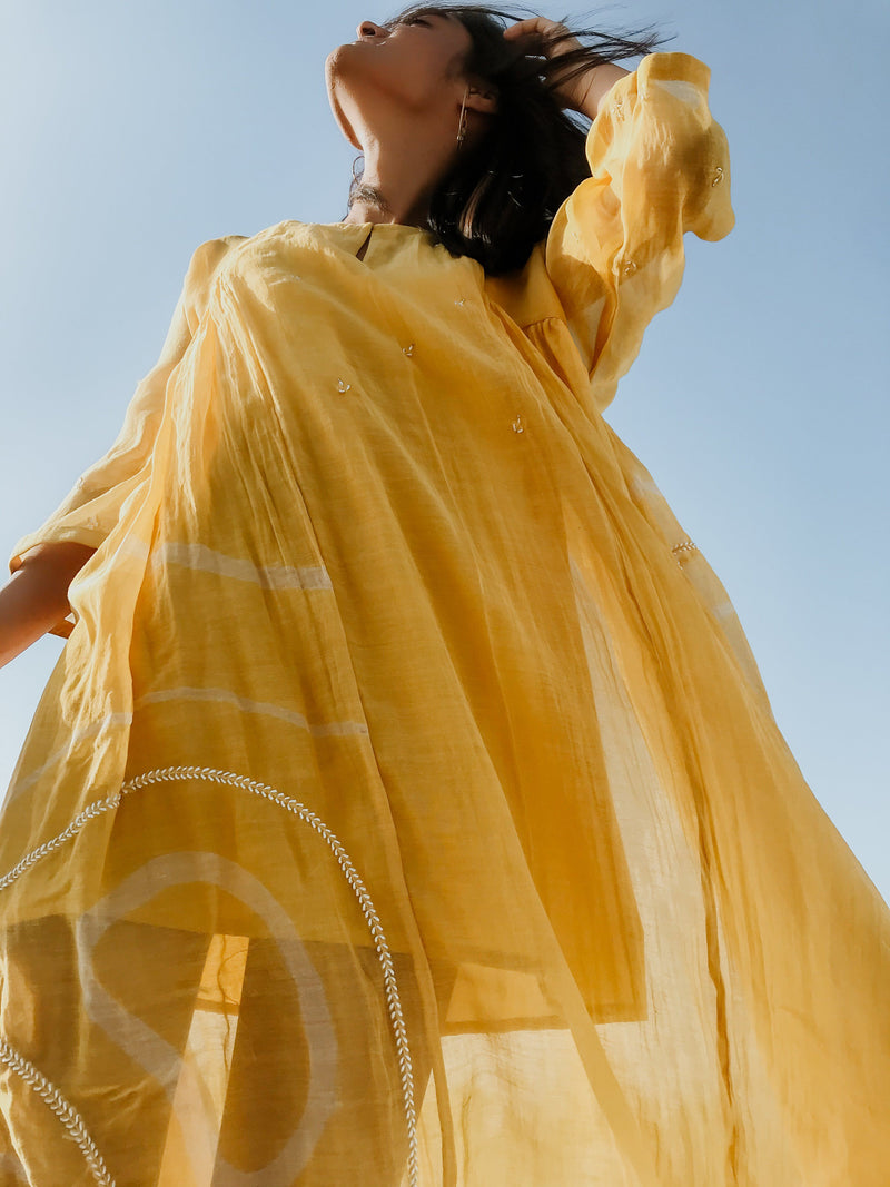 Ruzgar Dress Yellow Dress by Nirjara for women Worldwide