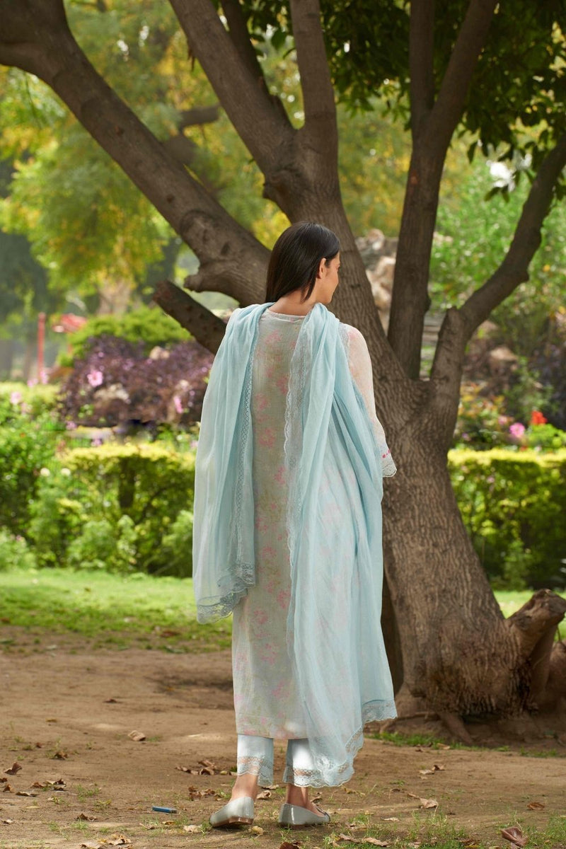 Sadabahaar Light Blue Kurta Set by Priti Prashant for women Worldwide