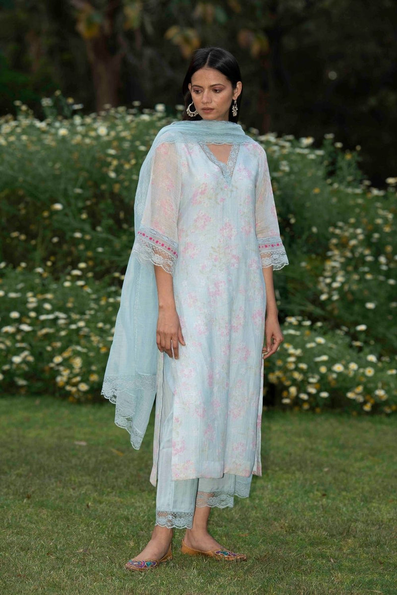 Sadabahaar Light Blue Kurta Set by Priti Prashant for women Worldwide
