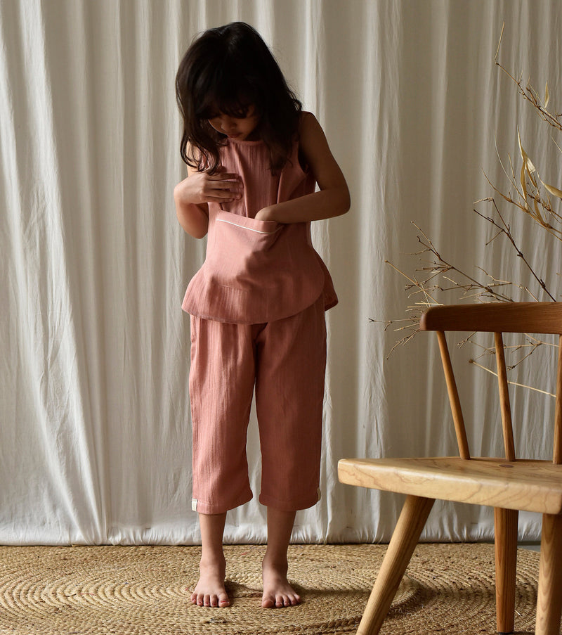Salmon Co-ord Set Fashion Khara Kapas Kids