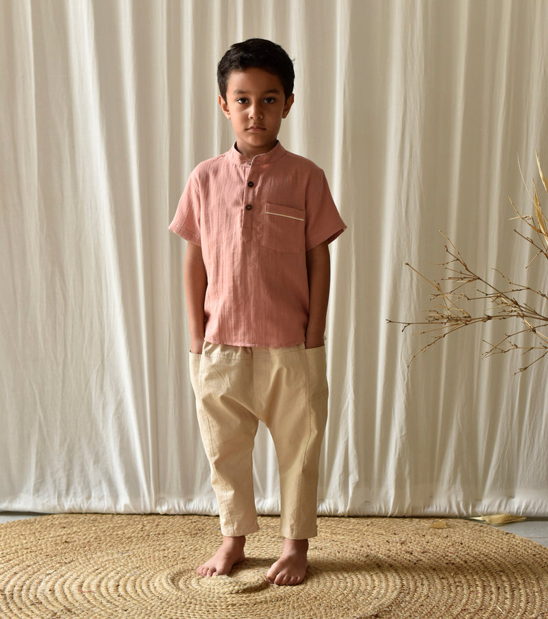 Salmon Pink Shirt Fashion Khara Kapas Kids