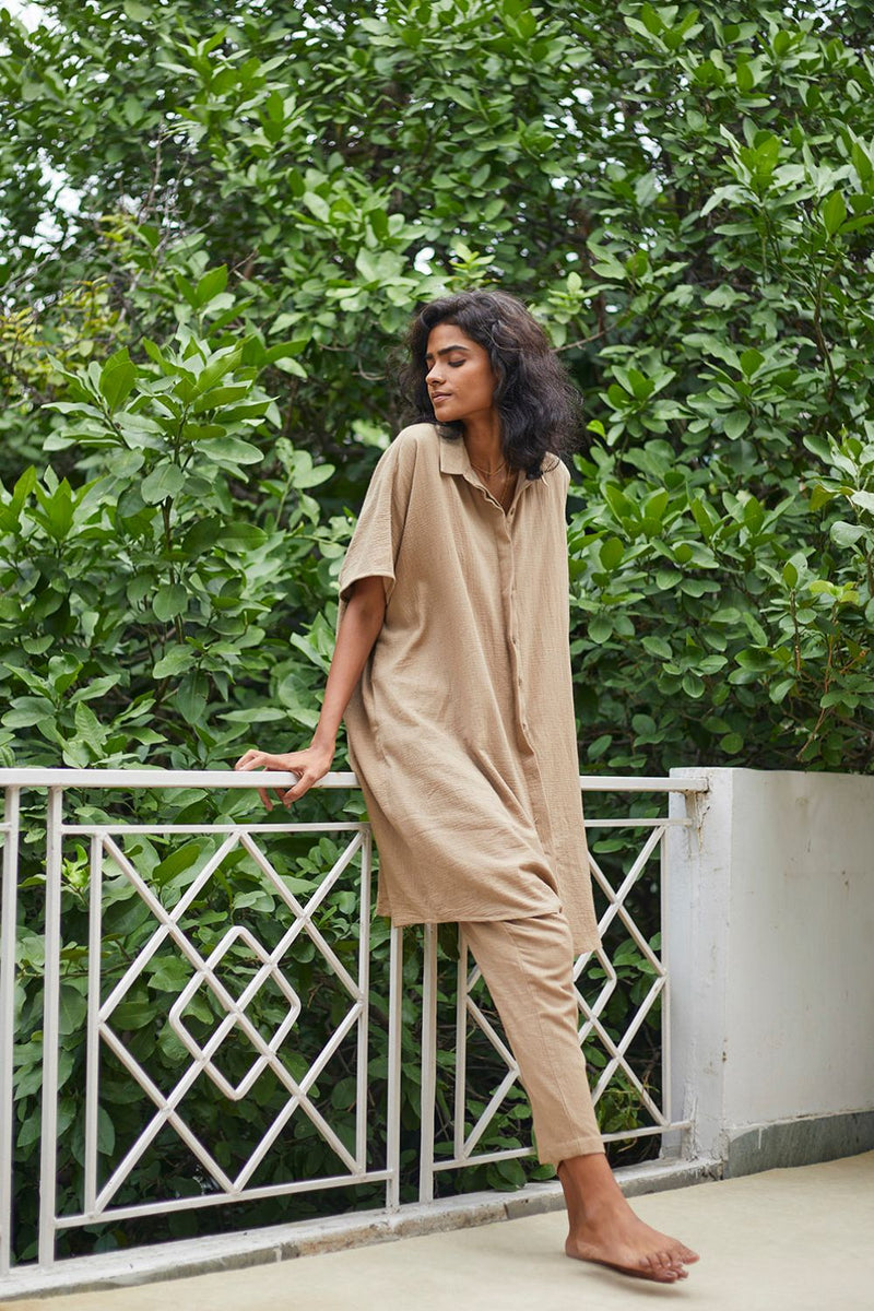 Sand Co-ord Set Co-ord Set,Lounge Wear by Khara Kapas for women Worldwide