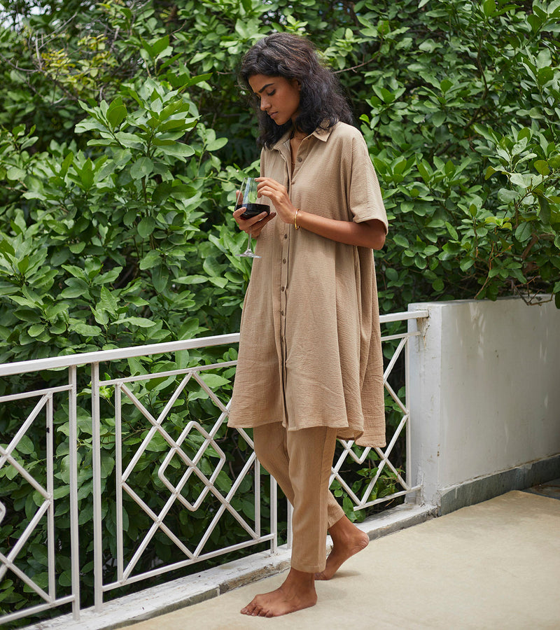 Sand Co-ord Set Co-ord Set,Lounge Wear by Khara Kapas for women Worldwide