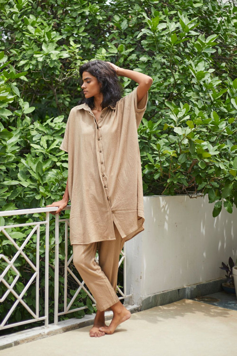 Sand Co-ord Set Co-ord Set,Lounge Wear by Khara Kapas for women Worldwide