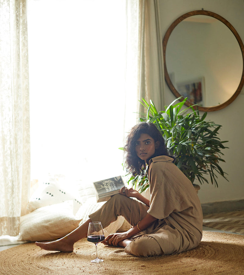 Sand Co-ord Set Co-ord Set,Lounge Wear by Khara Kapas for women Worldwide