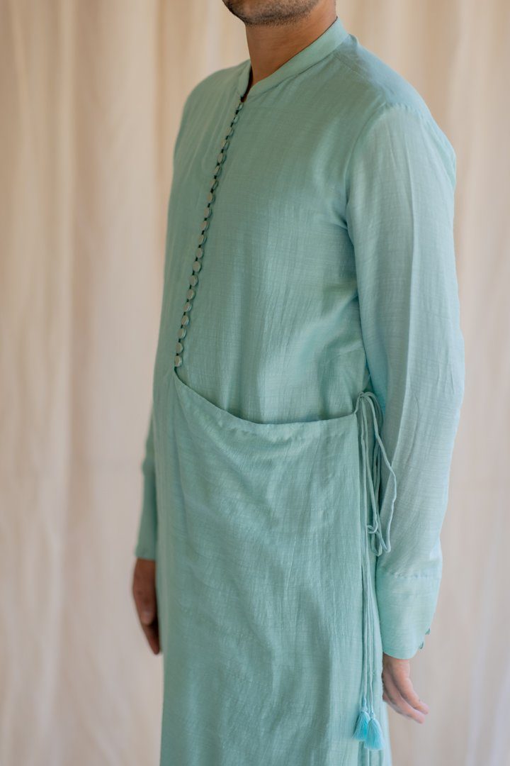 Sapphire Angrakha Kurta by Nirjara Men for men Worldwide