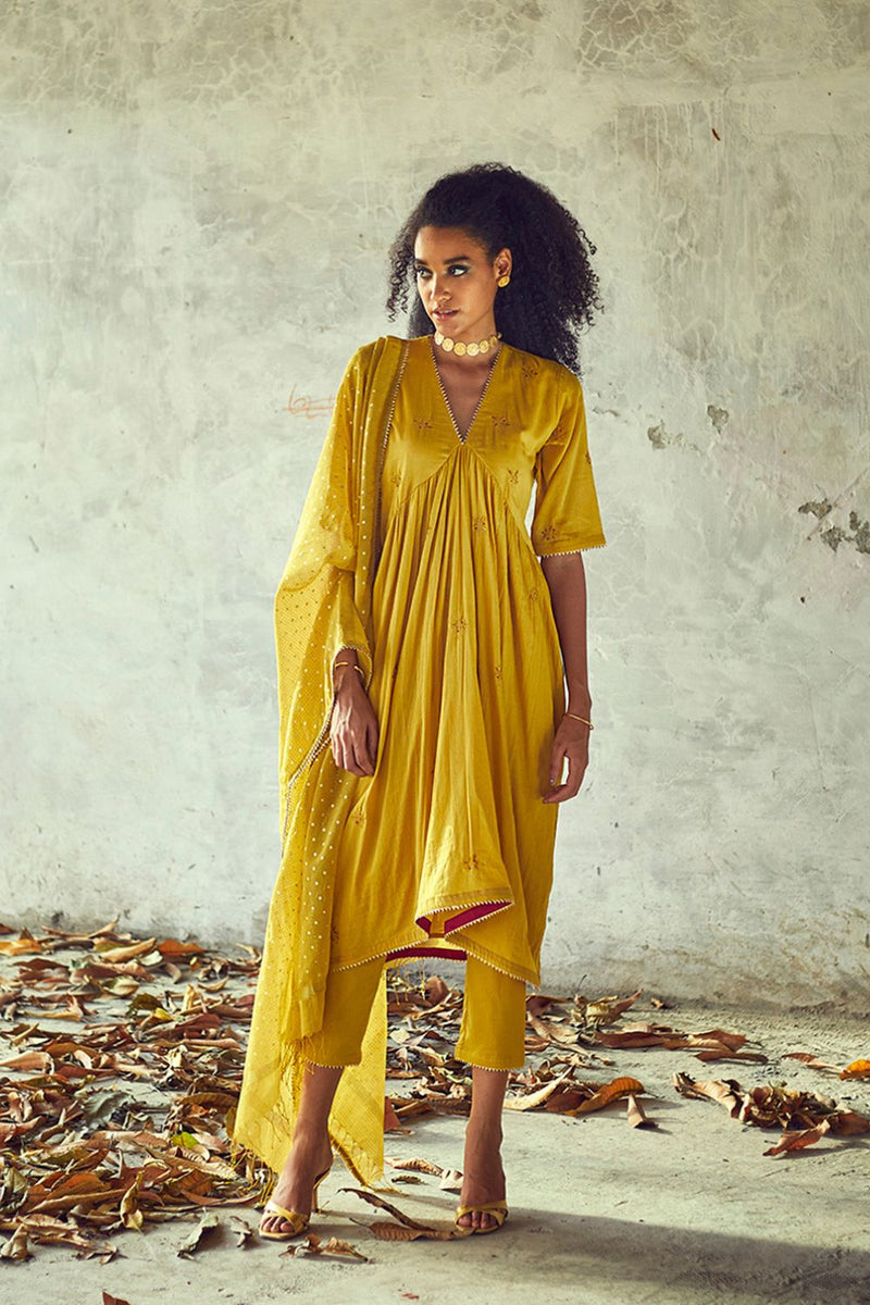 Sarson Poshak (Set of 3) Kurta Sets by Khara Kapas for women Worldwide