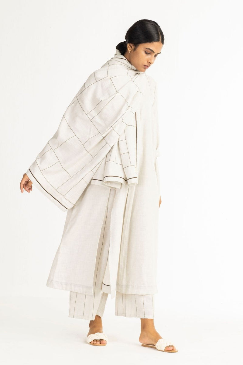 Scarf- Beige Embroidery by THREE for women Worldwide