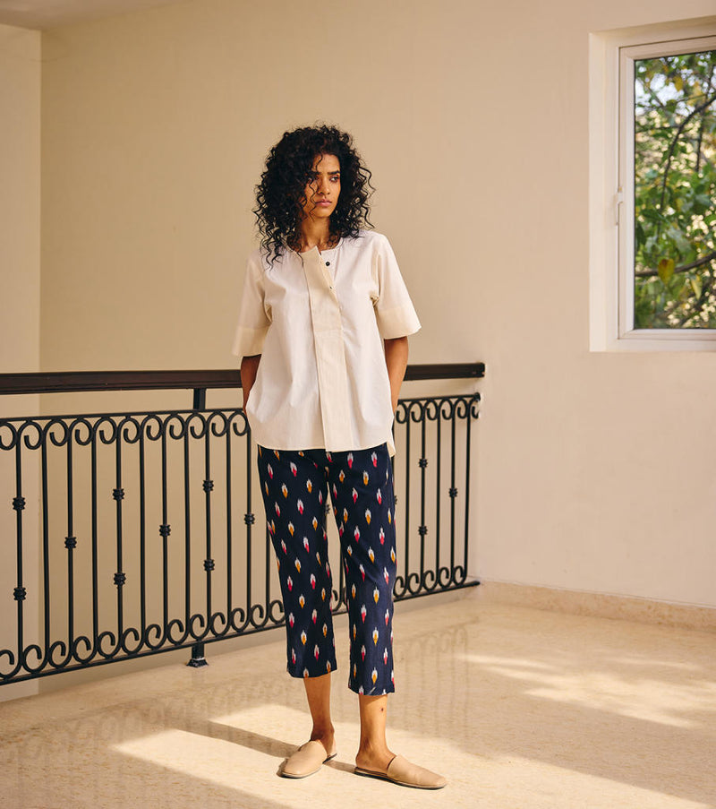 Shades of Ikat Pants by Khara Kapas in blue for women Worldwide