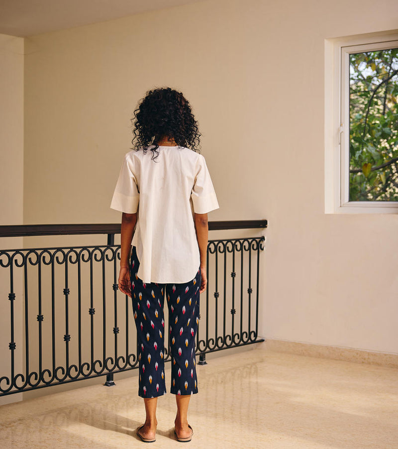 Shades of Ikat Pants by Khara Kapas in blue for women Worldwide