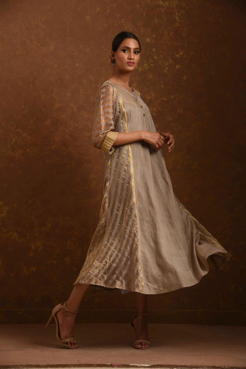 Shagufta Grey and Gold Dress by Priti Prashant for women Worldwide