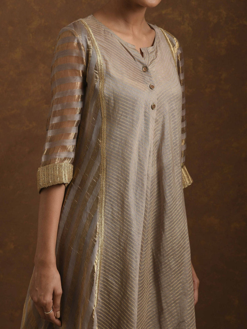 Shagufta Grey and Gold Dress by Priti Prashant for women Worldwide