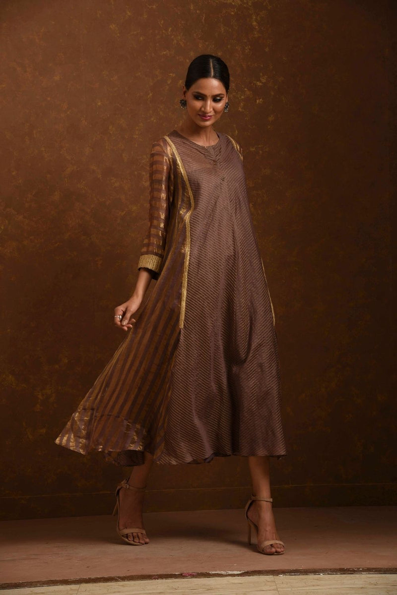 Shagufta Mocha and Gold Dress by Priti Prashant for women Worldwide