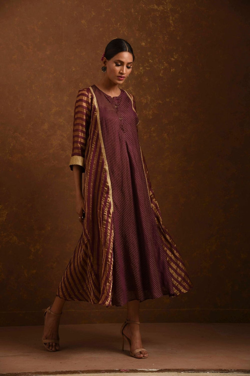 Shagufta Wine and Gold Dress by Priti Prashant for women Worldwide