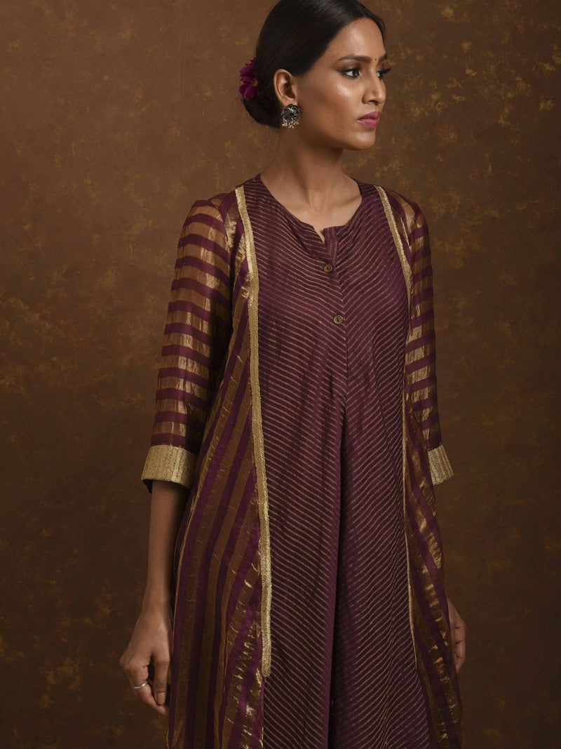 Shagufta Wine and Gold Dress by Priti Prashant for women Worldwide