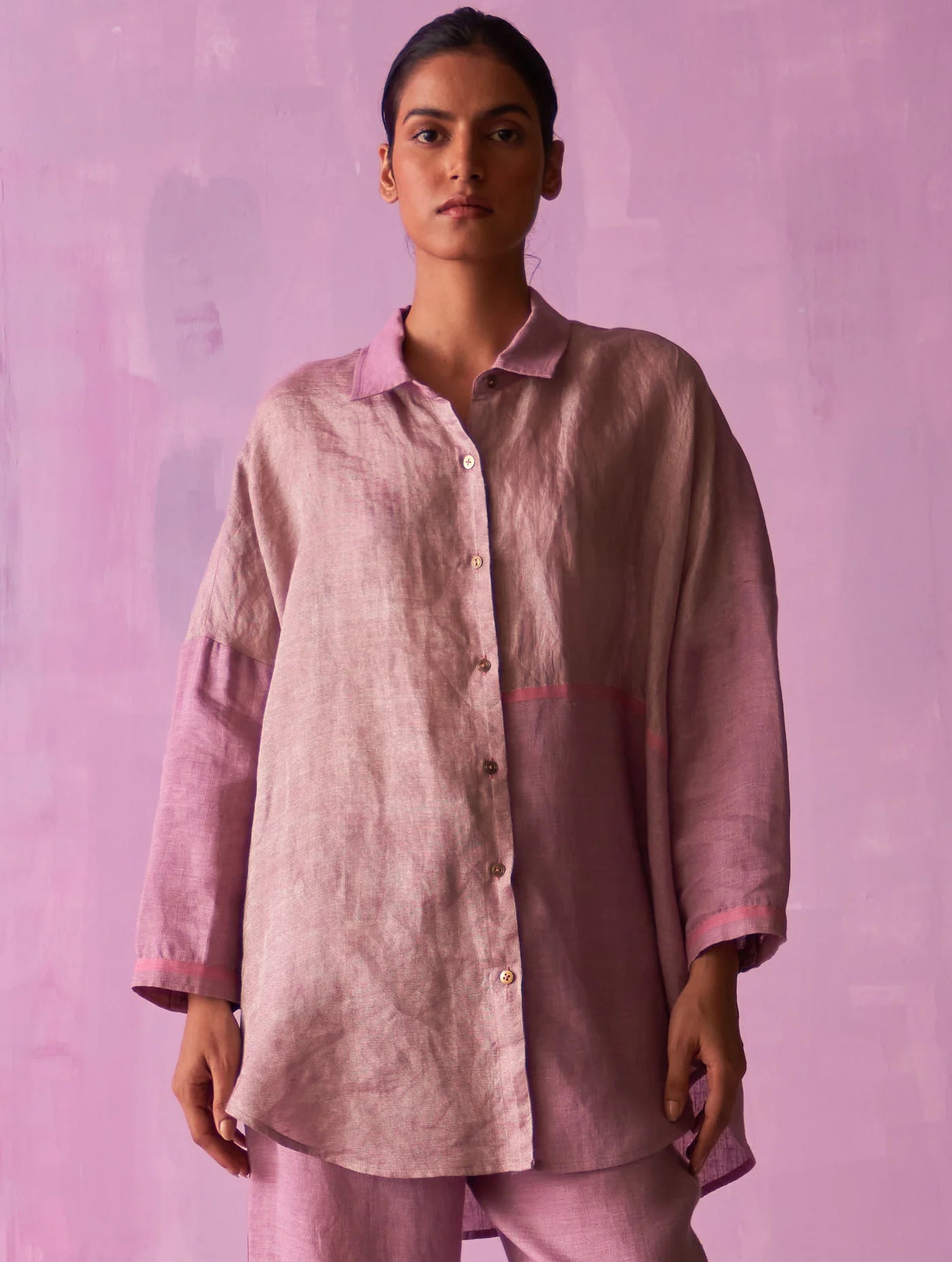 Zaha Metallic Linen Co-ord Set -  Lavender