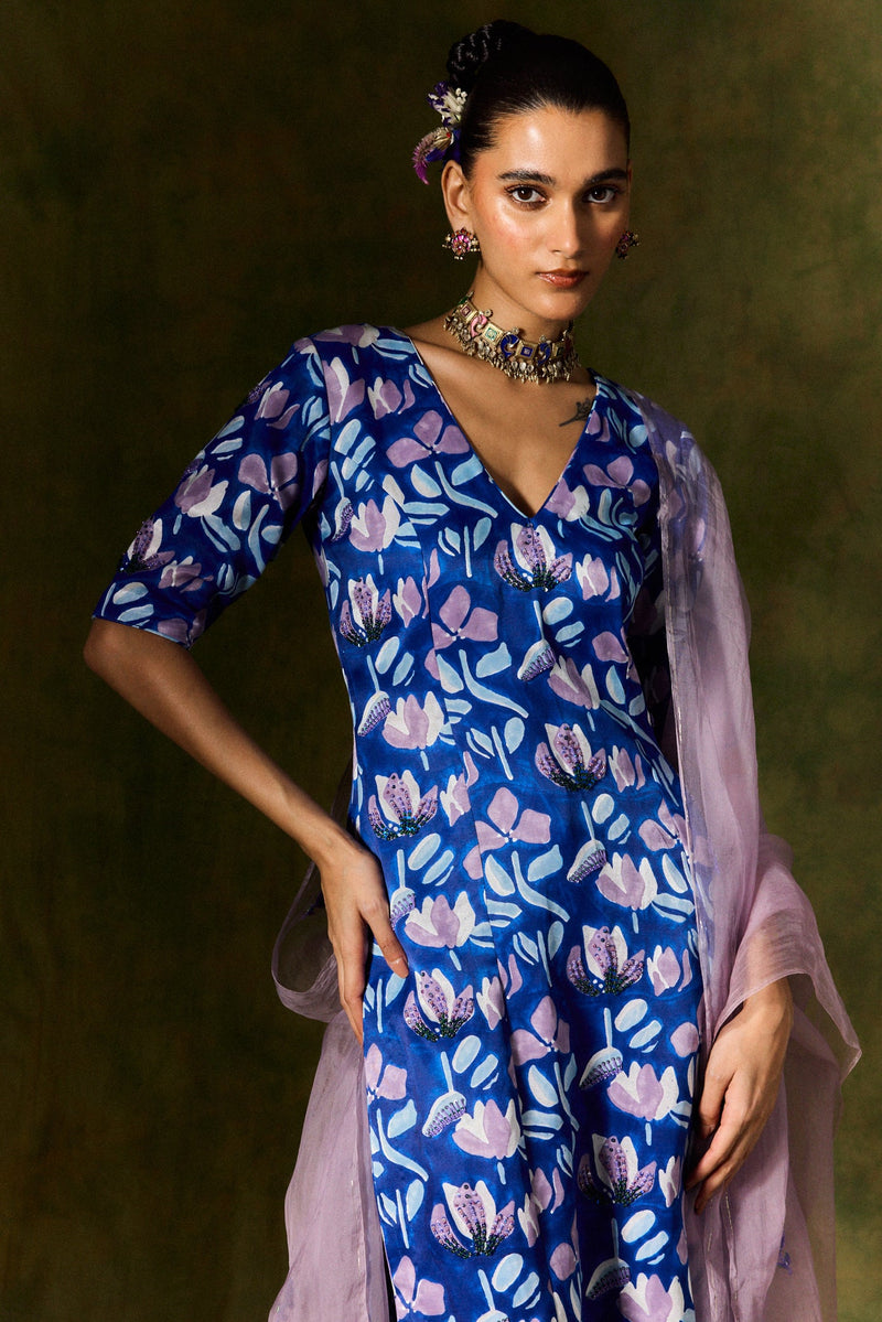 NEELAM SILK KURTA SET + DUPATTA organza by JodiLife for women Worldwide
