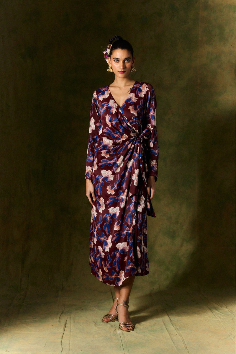 MEHER SILK WRAP DRESS satin by JodiLife for women Worldwide