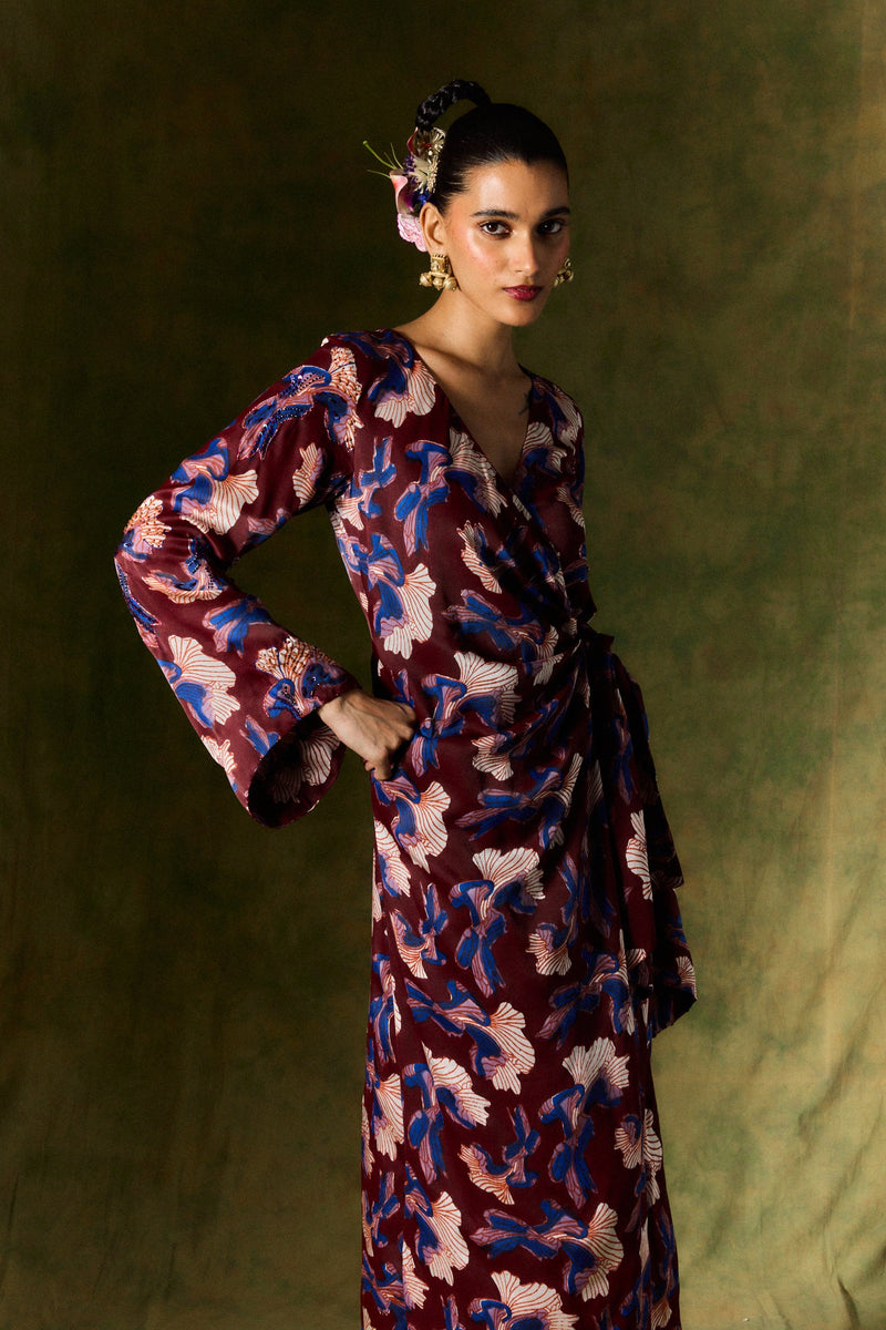 MEHER SILK WRAP DRESS satin by JodiLife for women Worldwide