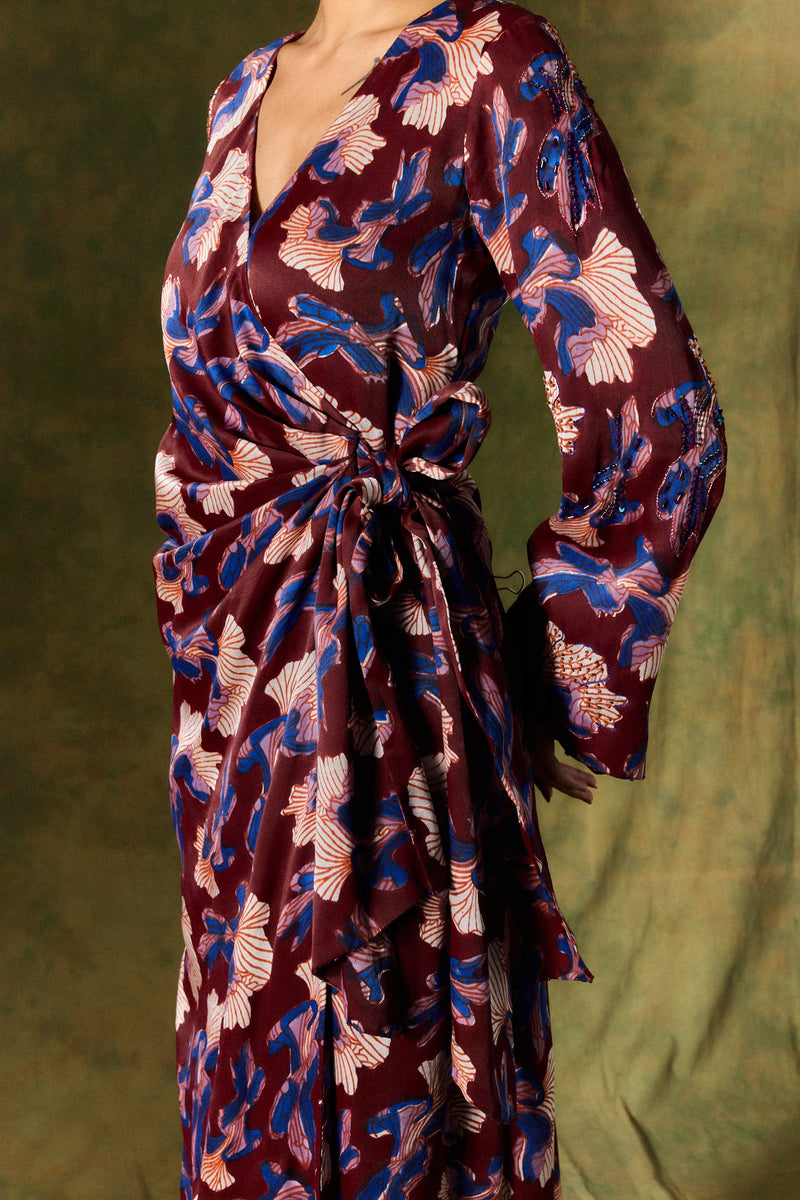 MEHER SILK WRAP DRESS satin by JodiLife for women Worldwide
