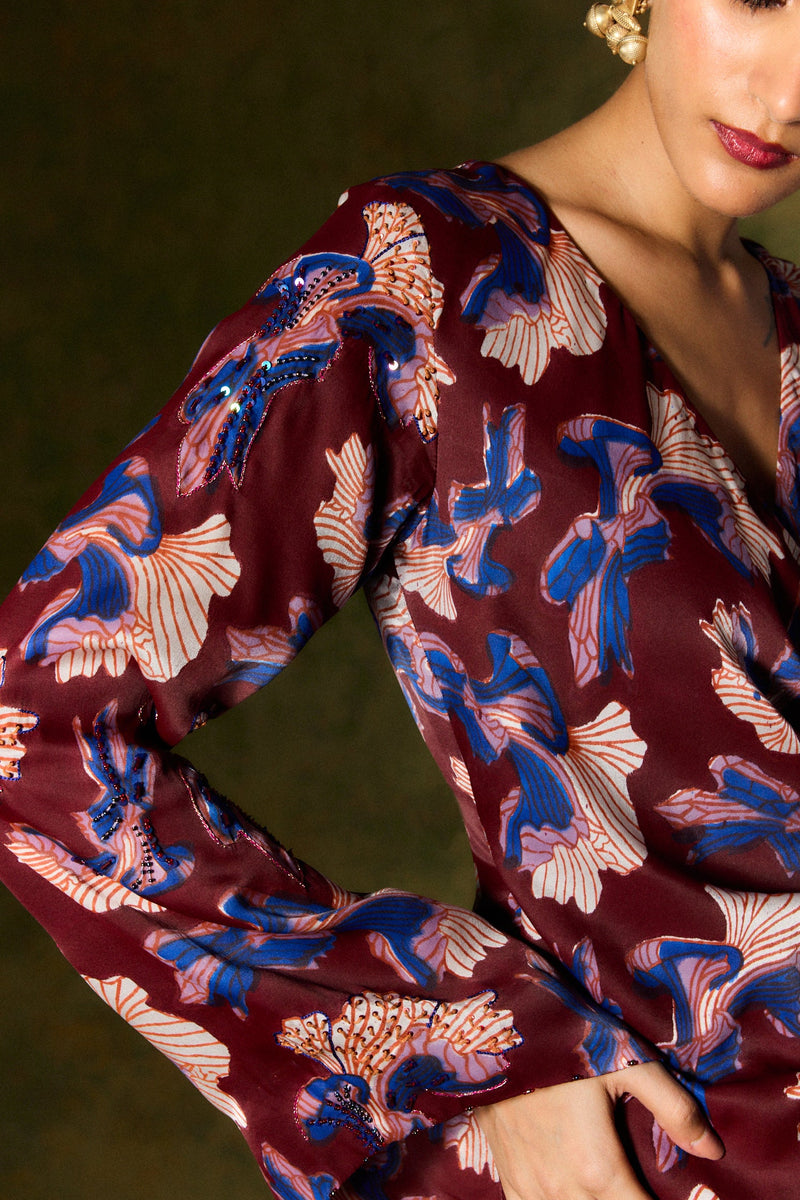 MEHER SILK WRAP DRESS satin by JodiLife for women Worldwide