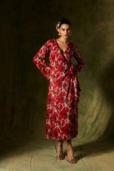 NOURA SILK WRAP DRESS