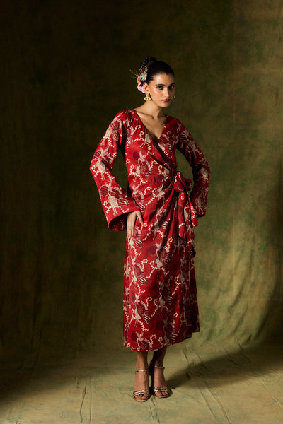 NOURA SILK WRAP DRESS