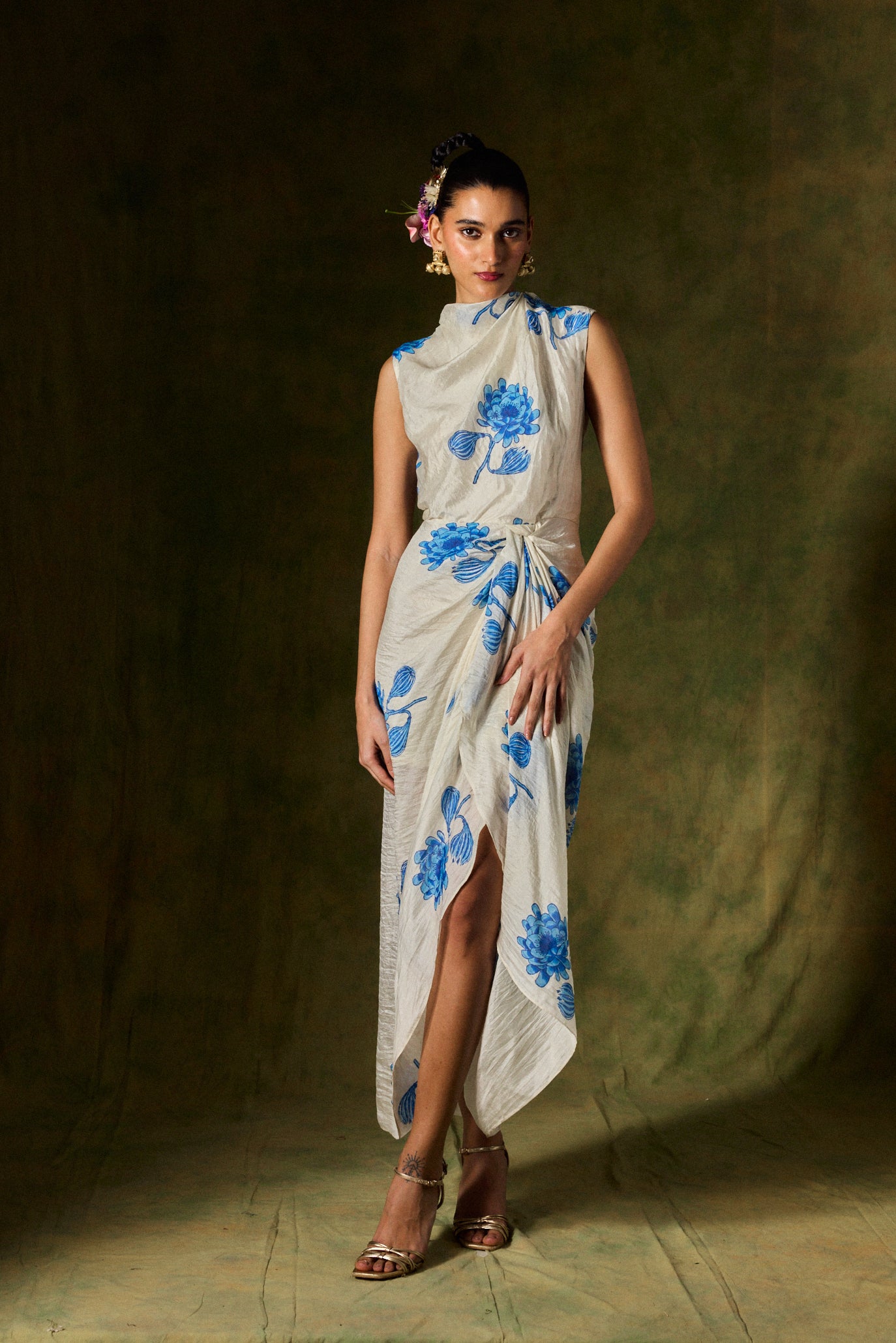 FIZAH SILK DRAPED DRESS