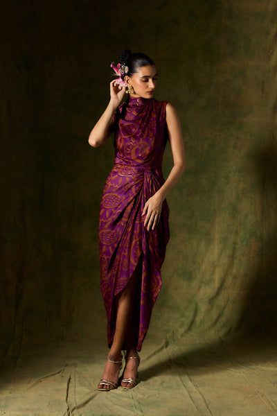 SAANJH SILK DRAPED DRESS