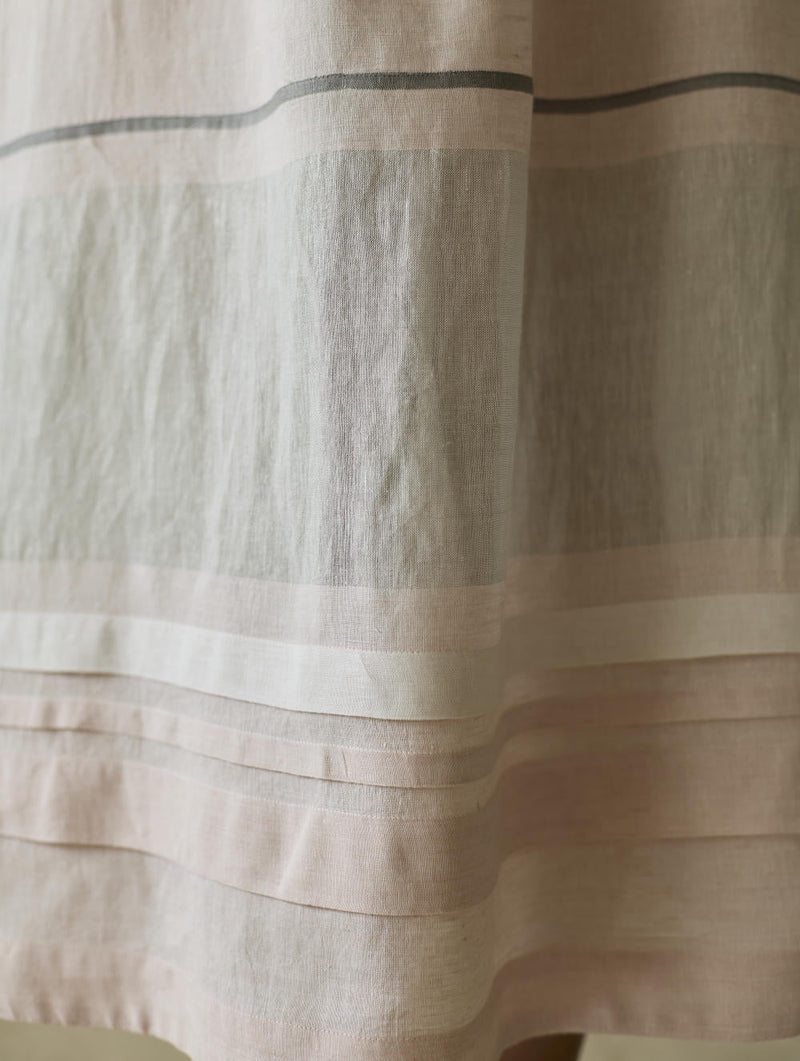 Ora Pleated Border Linen Skirt-Blush linen by Manan in blush color for women Worldwide