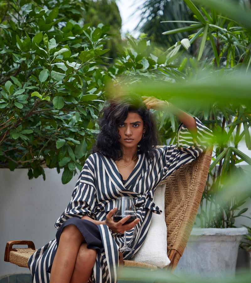 Smoke Overlay Robe Lounge Wear by Khara Kapas for women Worldwide