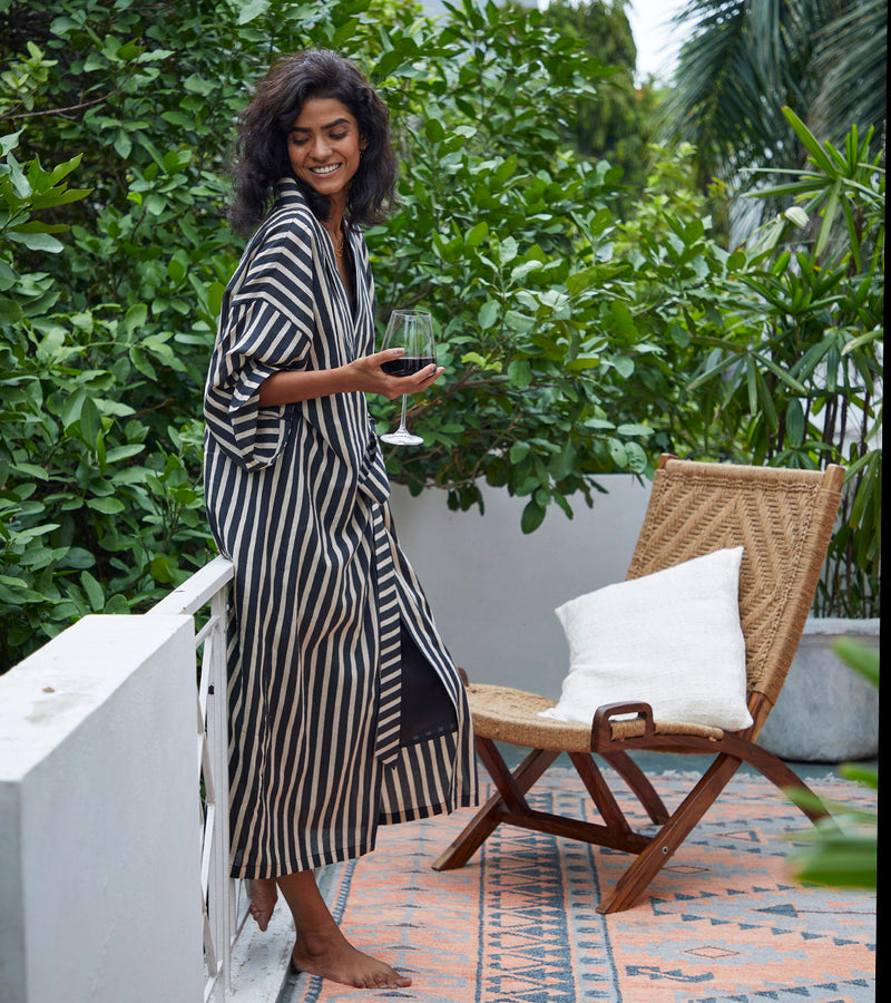 Smoke Overlay Robe Lounge Wear by Khara Kapas for women Worldwide