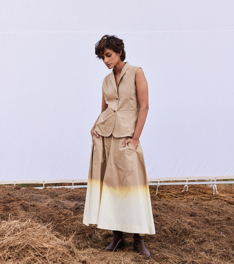 Smoke co-ord set cotton by Khara Kapas in beige for women Worldwide