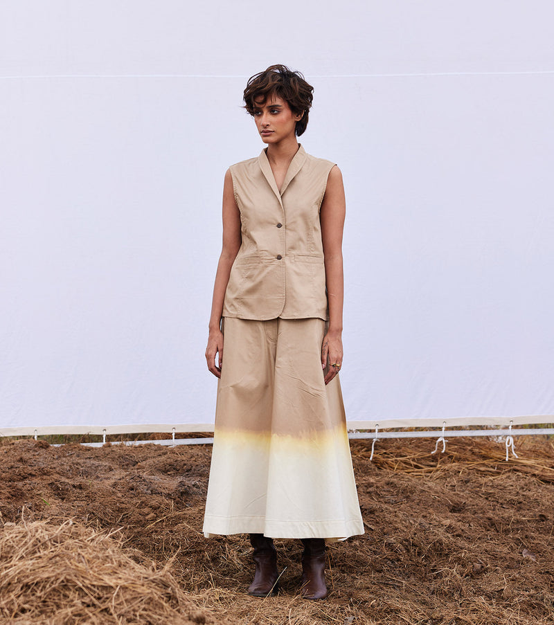Smoke co-ord set cotton by Khara Kapas in beige for women Worldwide