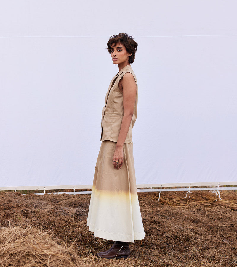 Smoke co-ord set cotton by Khara Kapas in beige for women Worldwide