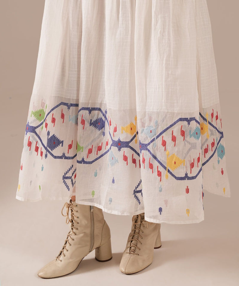 SNOW RADIANCE DRESS 100% cotton by Indigo Dreams in white color for women Worldwide