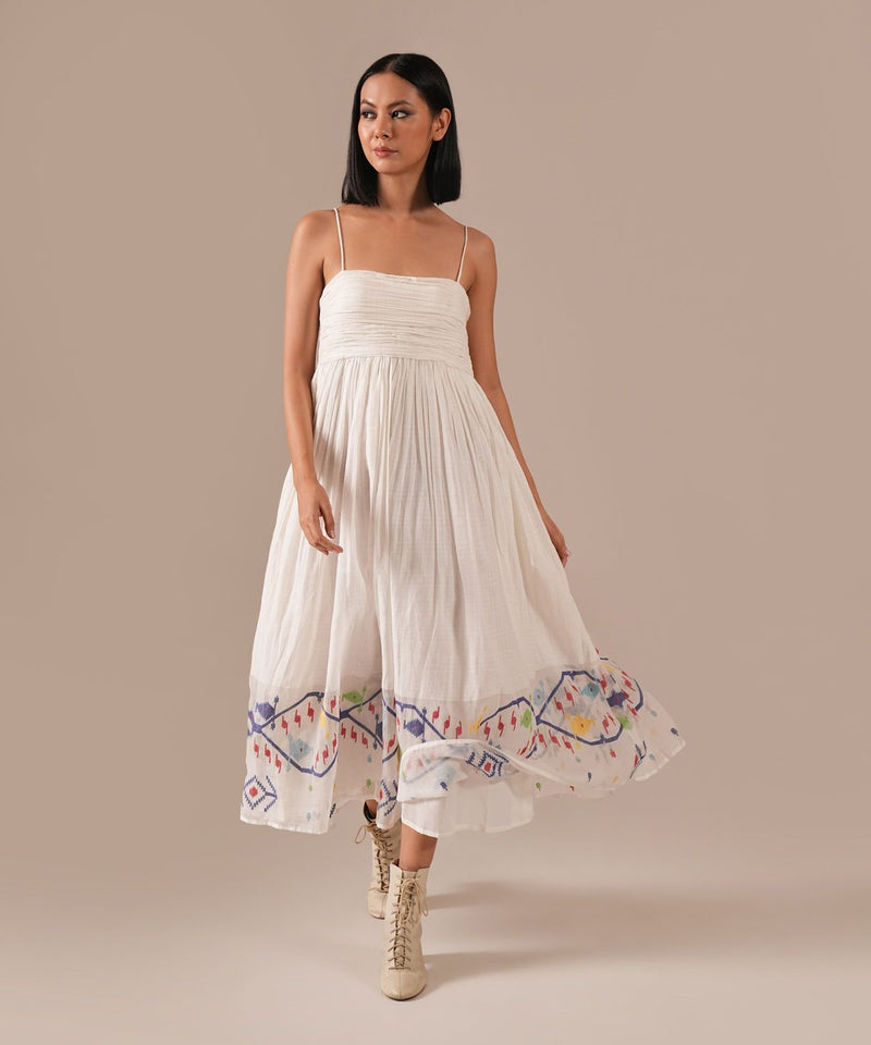 SNOW RADIANCE DRESS 100% cotton by Indigo Dreams in white color for women Worldwide
