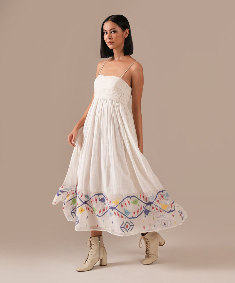 SNOW RADIANCE DRESS 100% cotton by Indigo Dreams in white color for women Worldwide