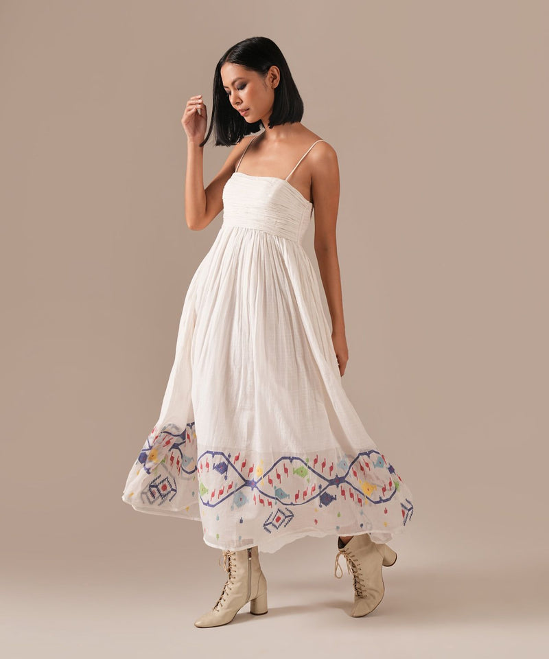 SNOW RADIANCE DRESS 100% cotton by Indigo Dreams in white color for women Worldwide