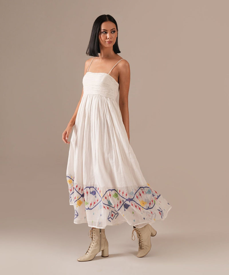 SNOW RADIANCE DRESS 100% cotton by Indigo Dreams in white color for women Worldwide