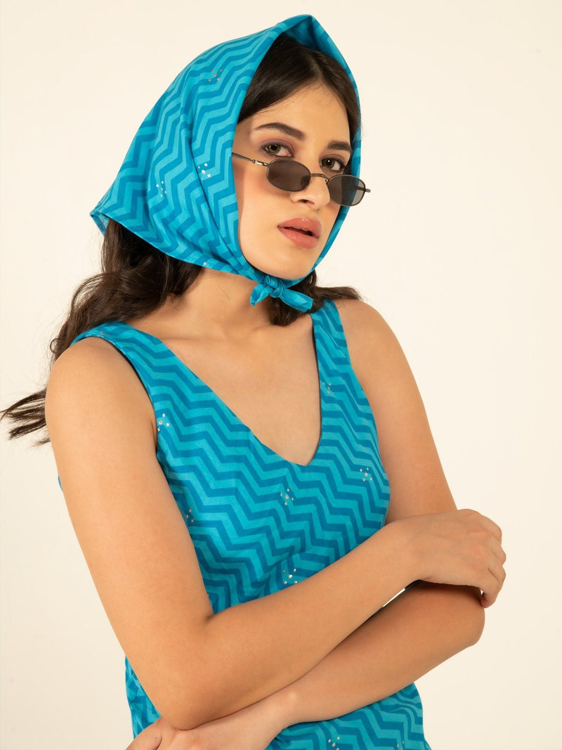 Sophia Blue Flounce Dress by Marche for women Worldwide