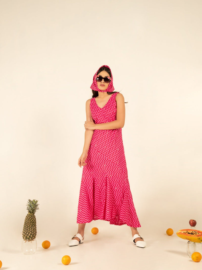 Sophia Pink Flounce Dress by Marche for women Worldwide