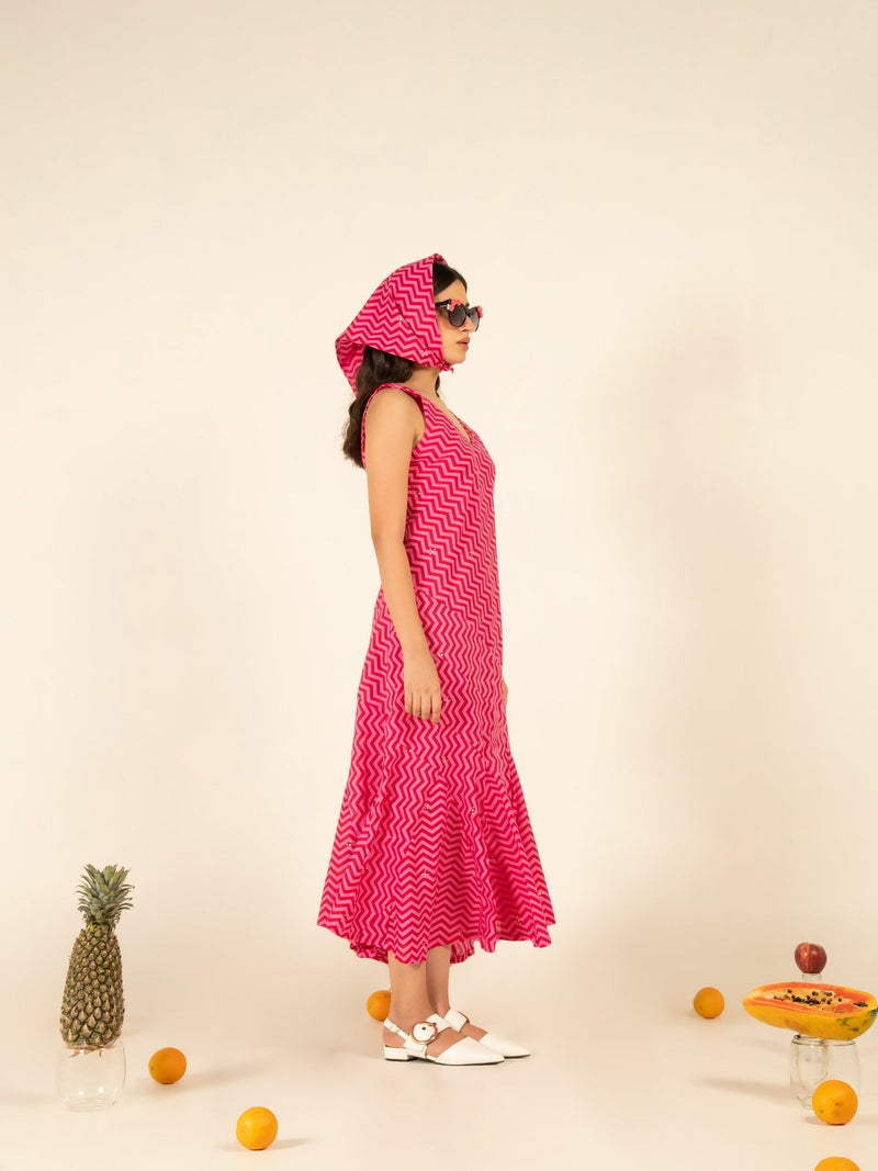 Sophia Pink Flounce Dress by Marche for women Worldwide