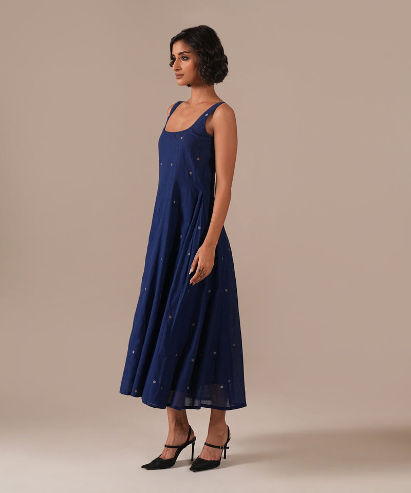 STARRY MIST DRESS 100% cotton by Indigo Dreams in blue color for women Worldwide