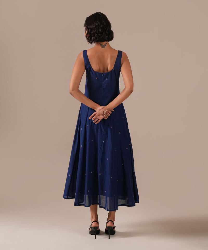 STARRY MIST DRESS 100% cotton by Indigo Dreams in blue color for women Worldwide