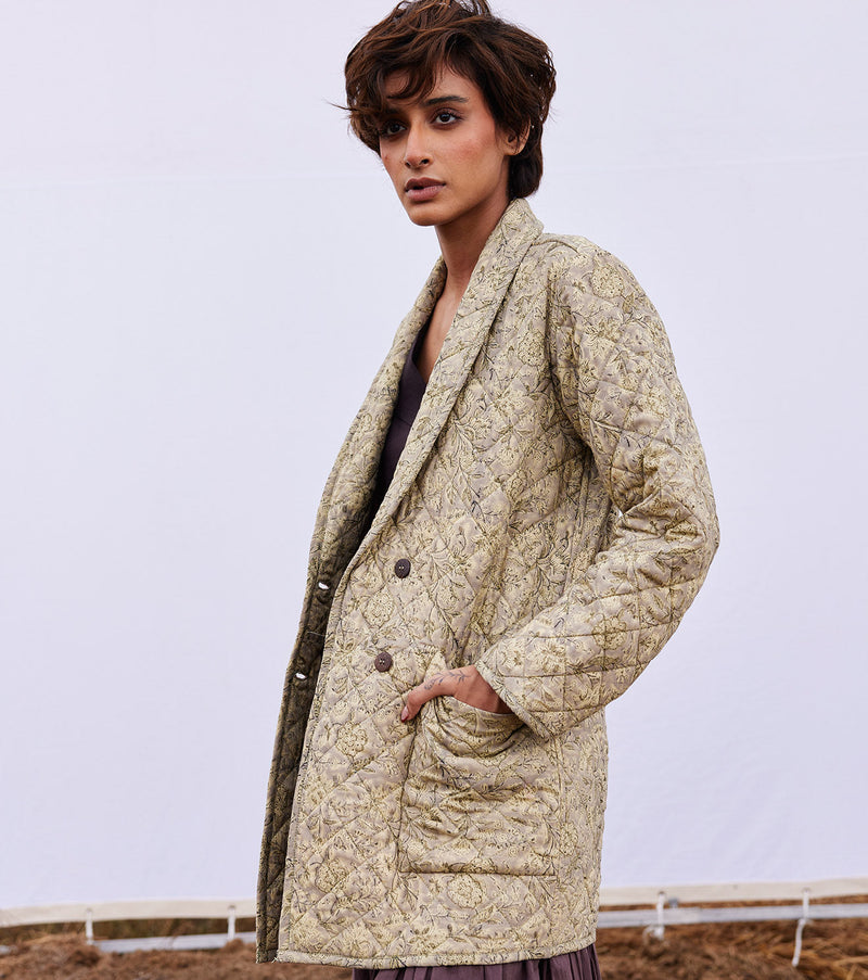 Stone floral jacket cotton by Khara Kapas in multi for women Worldwide
