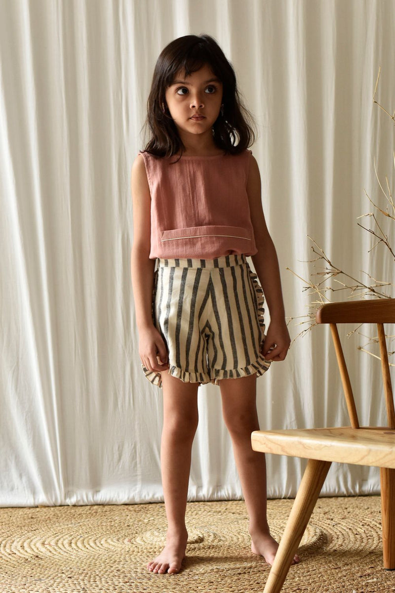 Stripe Me Linen Shorts Kids Khara Kapas Kids