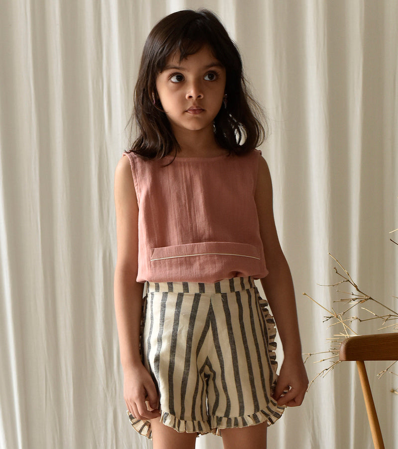 Stripe Me Linen Shorts Kids Khara Kapas Kids