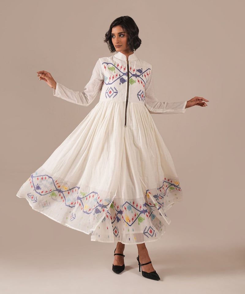 SWAN WINGS DRESS silk by Indigo Dreams in white color for women Worldwide